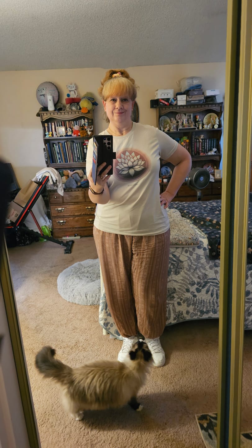 Customer photo review of Lotus Sunset Tee
