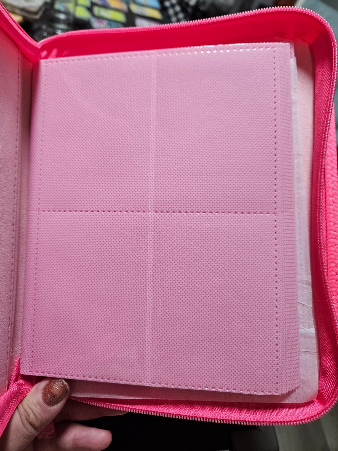 Customer photo review of Pink Plaid 4/9/12-Pocket PU Binder