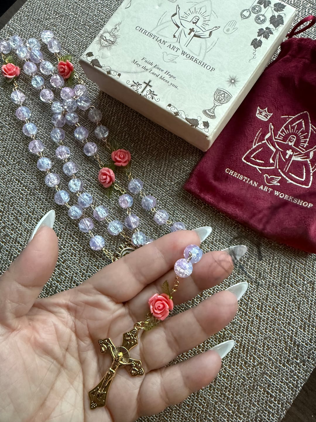 Customer photo review of FREE Today: Virgin Mary with Rose-Accented Rosary: Timeless Faith & Floral Faith Symbol