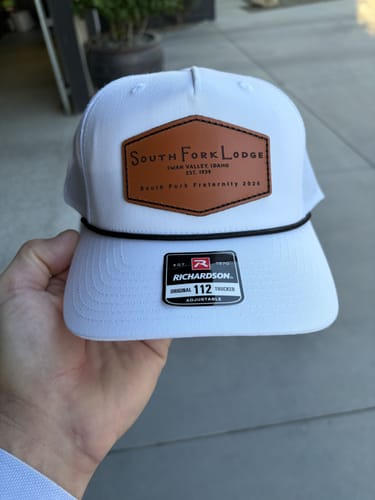 Customer photo review of Richardson 112 Genuine Leather Patch Hats Laser Engraved