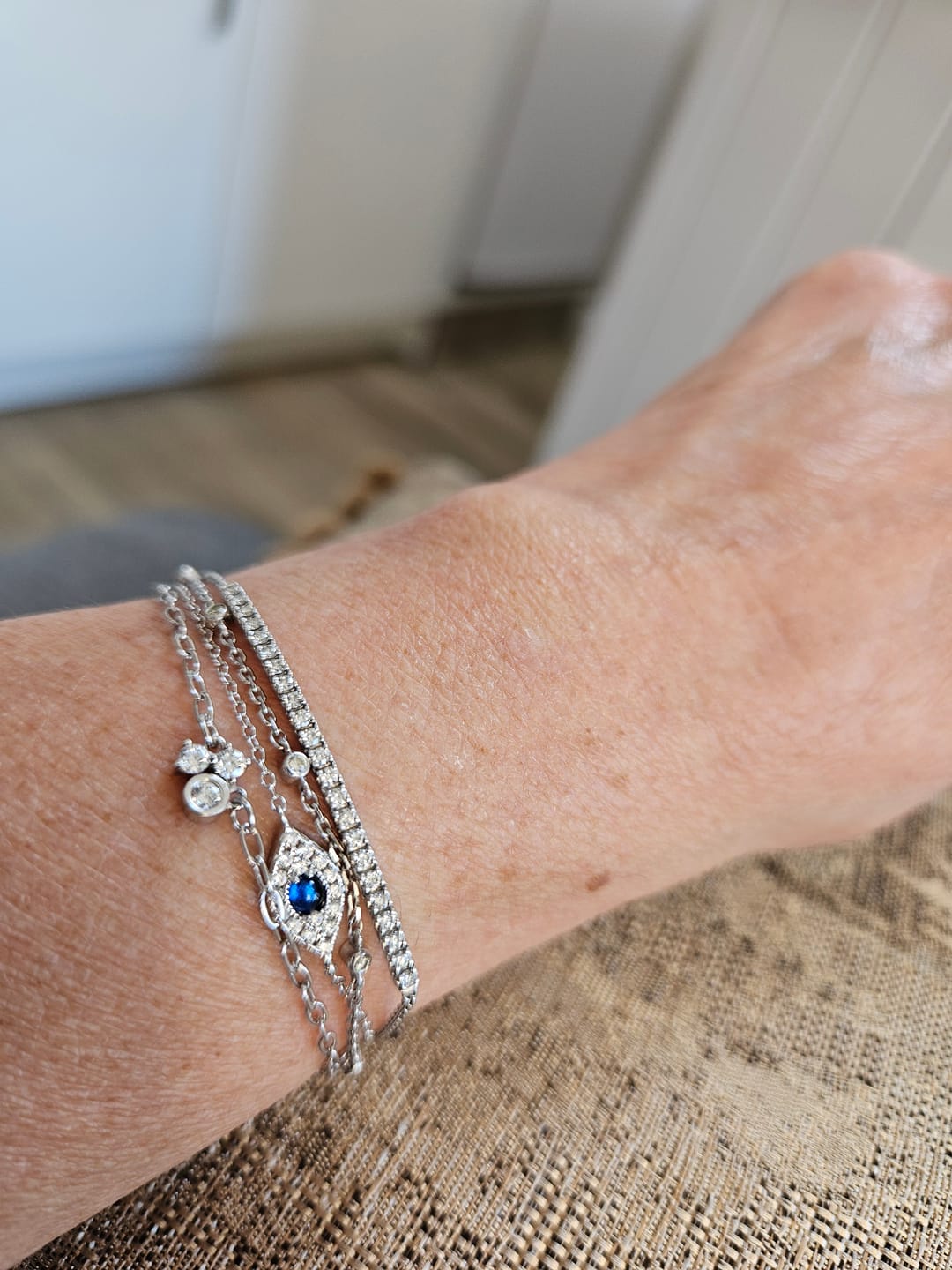 Customer photo review of Evil Eye Pave Chain Bracelet