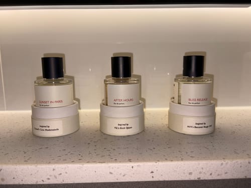Customer's three Aerre perfumes, with After Hours in the center, lined up on a counter.
