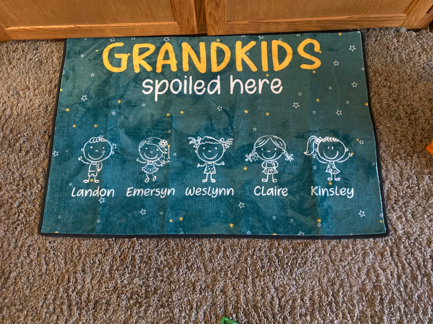 Customer photo review of Grandkids Spoiled Here Doodle - Personalized Doormat