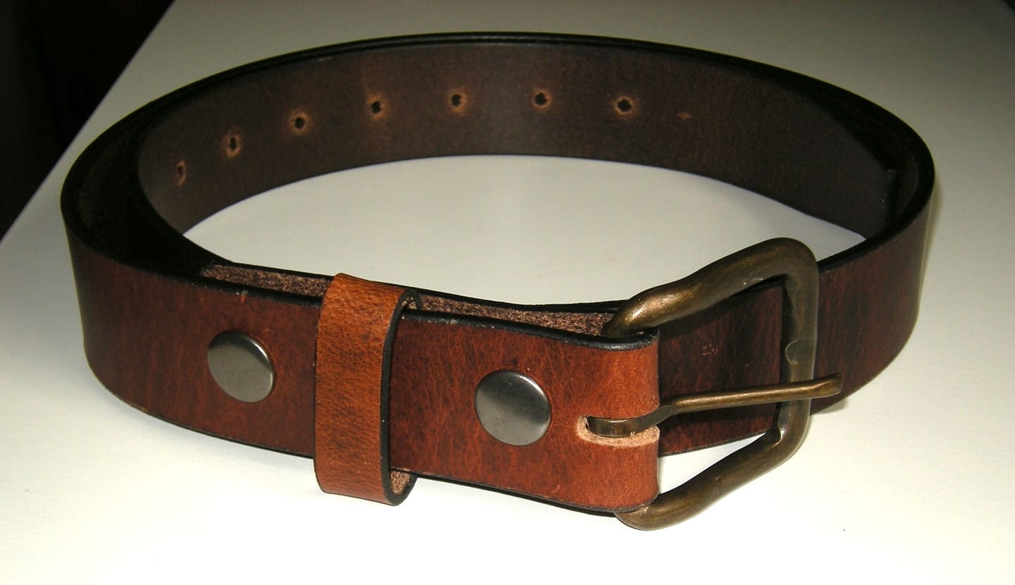 Customer photo review of Brown Leather Belt - 35 mm Full Grain Distressed Leather Belt