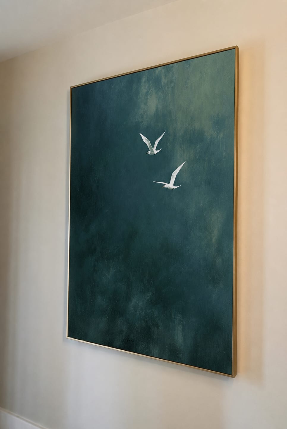Customer photo review of Twilight Blue Crane Flight Painting #yar32