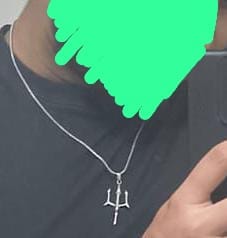 Customer photo review of Trident Pendant With Chain (Silver)