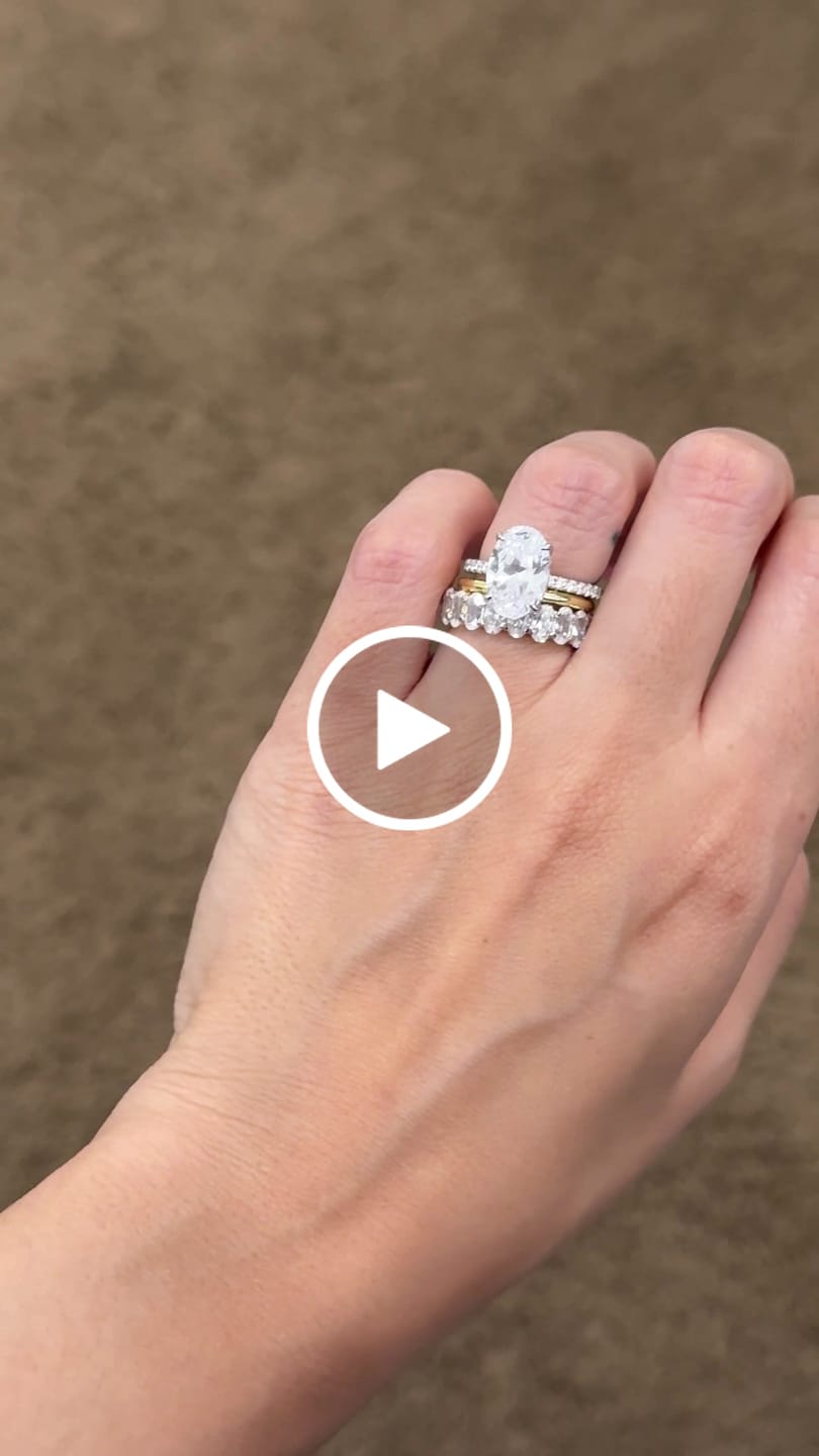 Customer video review of S925 3PC 4.0Ct Oval Cut Wedding Ring Set Travel Ring For Her With Two Classic Wedding Bands
