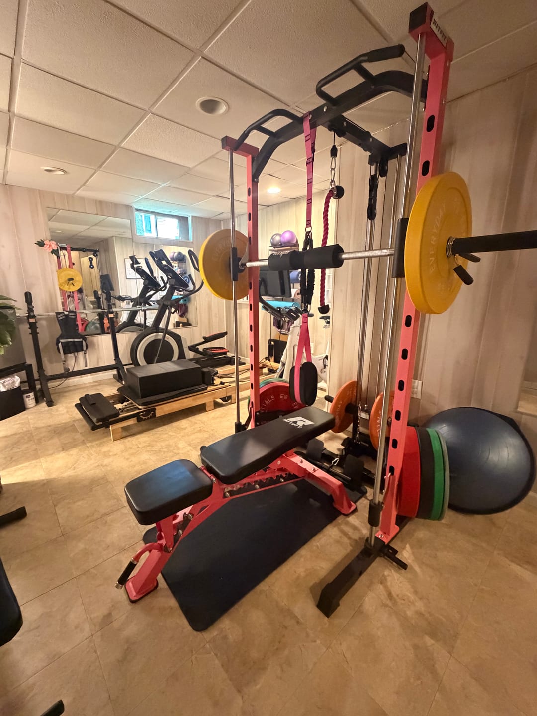 Customer photo review of RitFit PSR05 2.0 Multifunctional Smith Machine Power Rack with LAT-Pull Down System