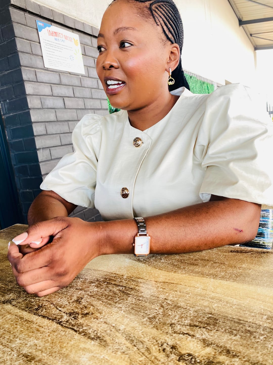 Customer photo review of Gold Precious Logo Earrings