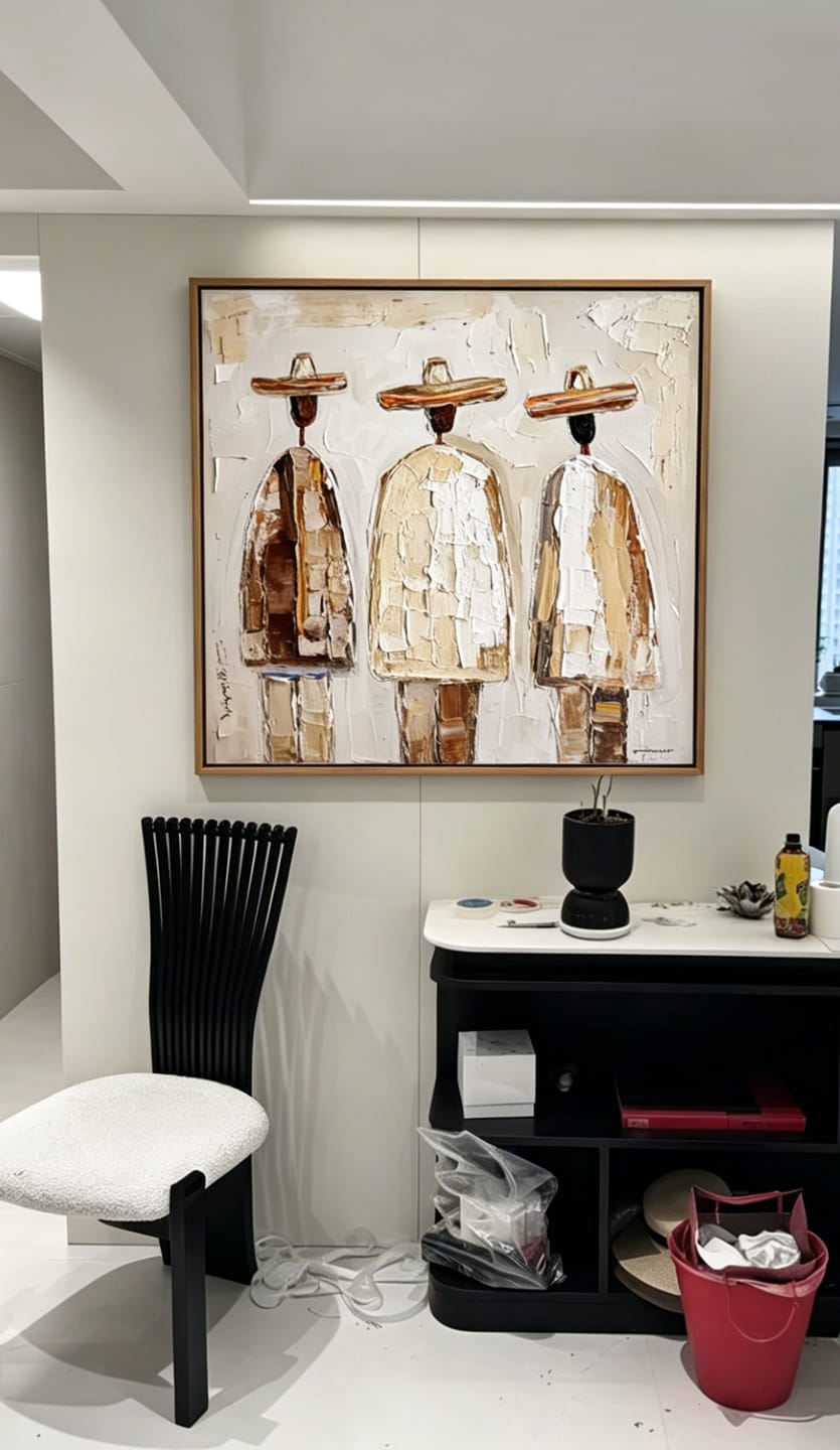 Customer photo review of Desert Wanderers – Abstract Textured Figure Painting