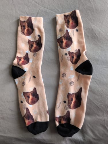 Customer photo review of Personalized Socks With Dog Or Cat - Your Photo
