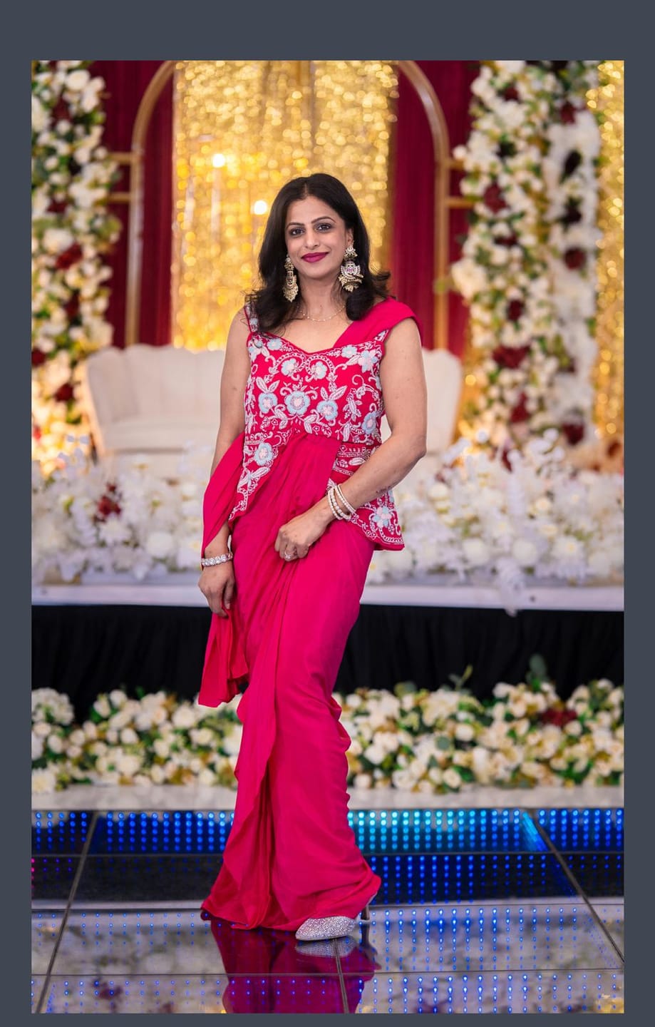 Customer photo review of Hot Pink Pre-Stitched Saree Gown with Handcrafted Bodice| Label S4U