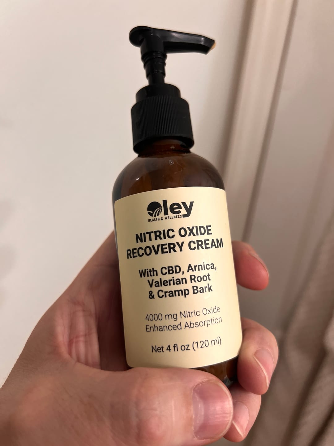 Customer photo review of Oley Nitric Oxide Recovery Cream – Maximum Strength Plant-Based Relief