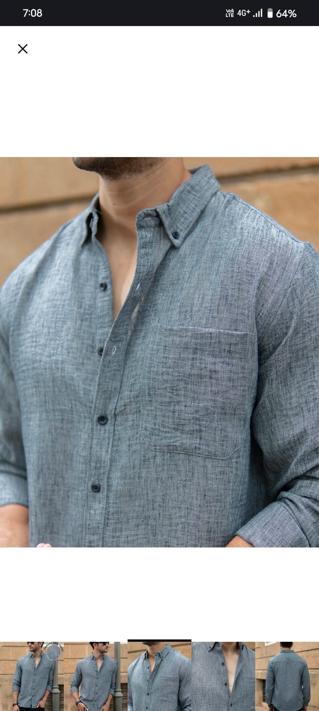 Customer photo review of Dark Grey Slub Textured Shirt