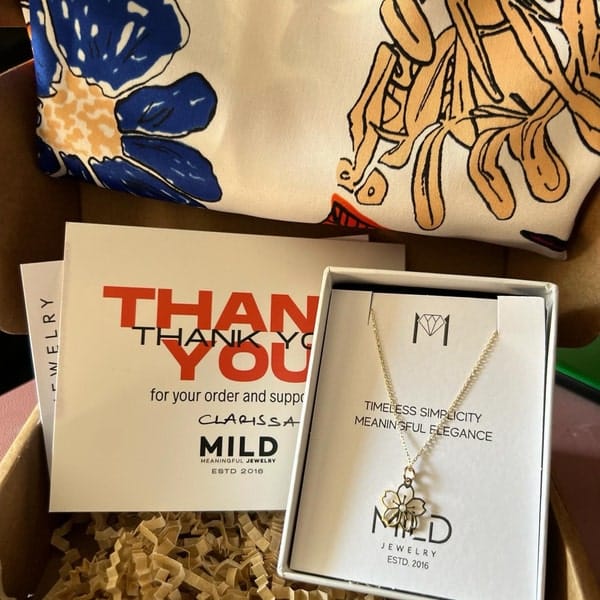 Customer photo review of Cherry Blossom Necklace | Gold Vermeil on Sterling Silver