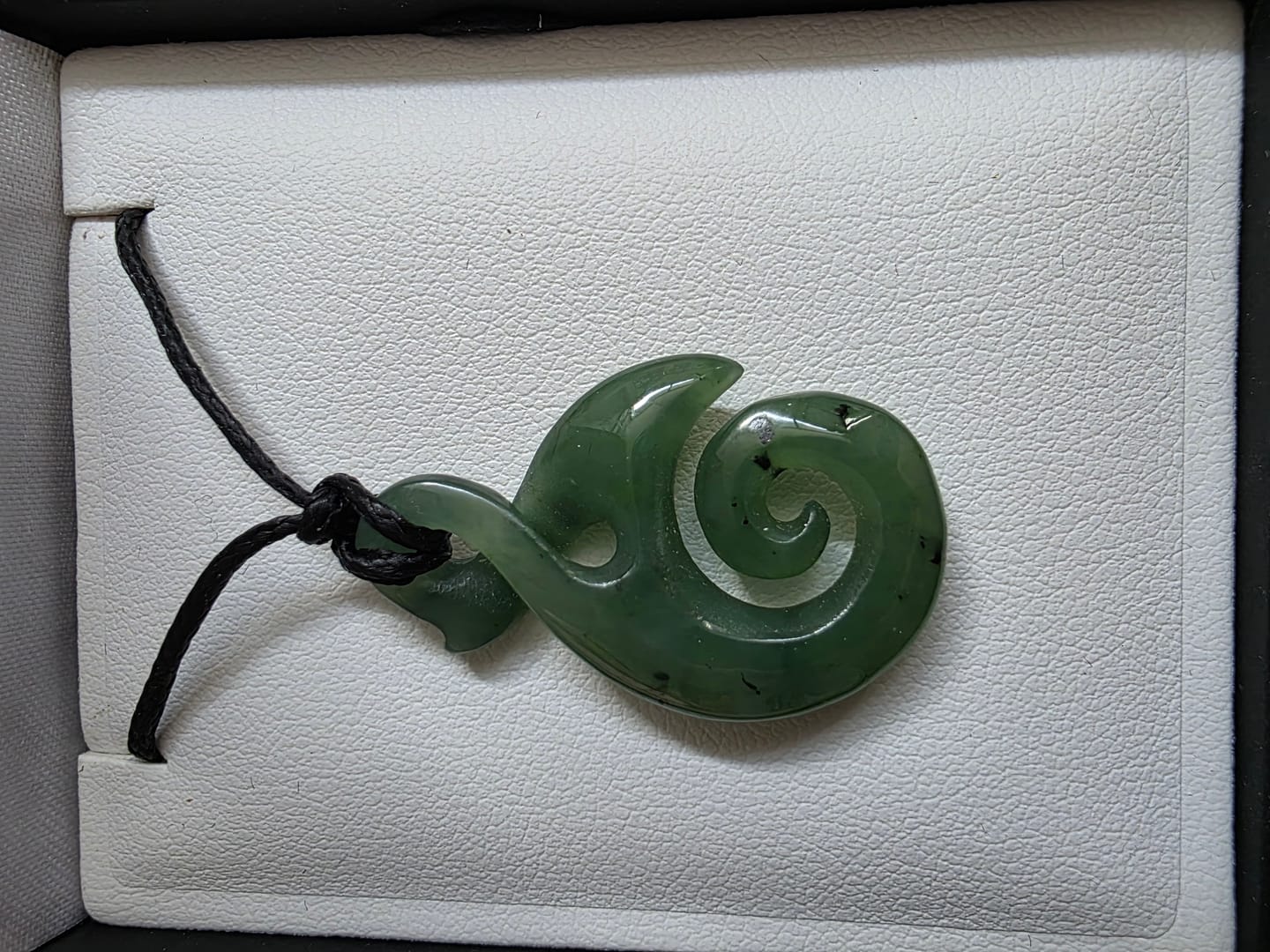 Customer photo review of Pikorua Koru Pounamu Medium Pendant