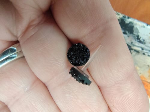 Customer photo review of Petite Faux Druzy Earrings - Your Freebie to try Plastic Posts!
