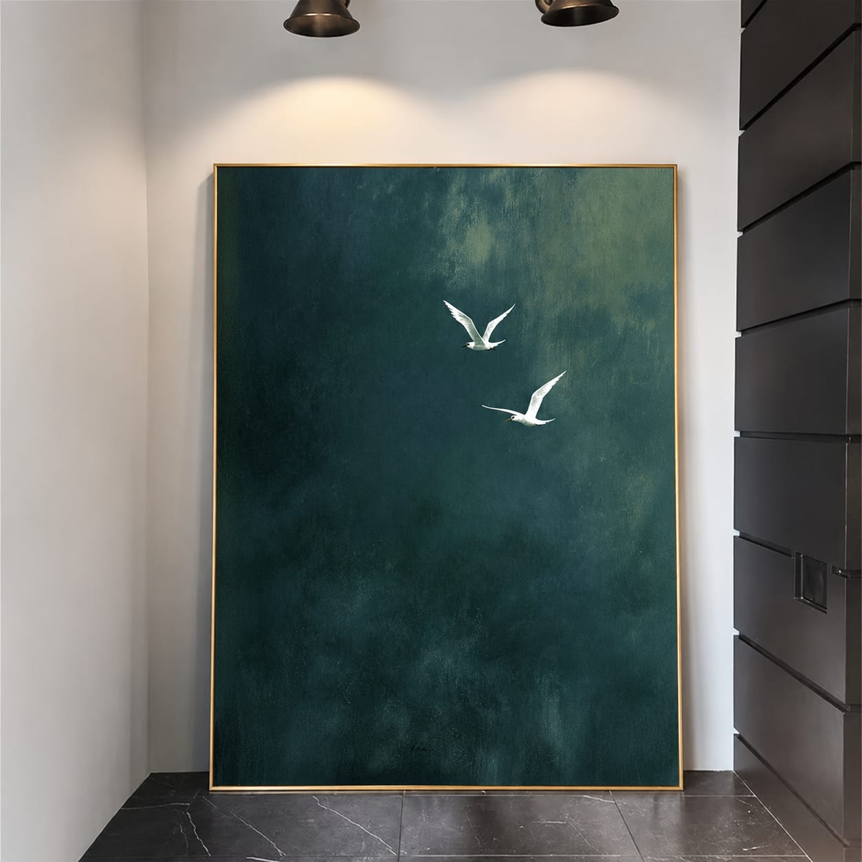Customer photo review of Twilight Blue Crane Flight Painting #yar32
