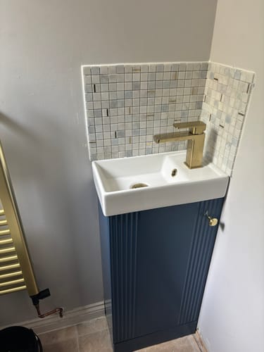 Customer photo review of Nuie Deco Compact 400 Cloakroom Floor standing Vanity Unit - Satin Blue