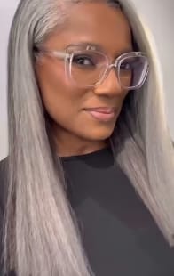 Customer photo review of Luvwin Salt & Pepper Gray Beginner Friendly Glueless Straight Wig 100% Human Hair