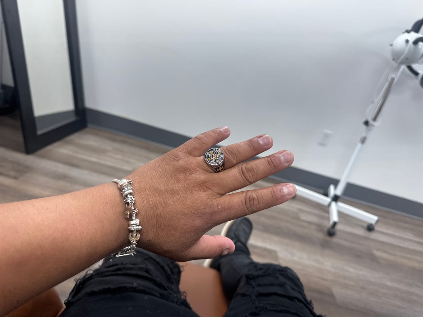 Customer photo review of FREE Today: St. Benedict the Protector Titanium Ring