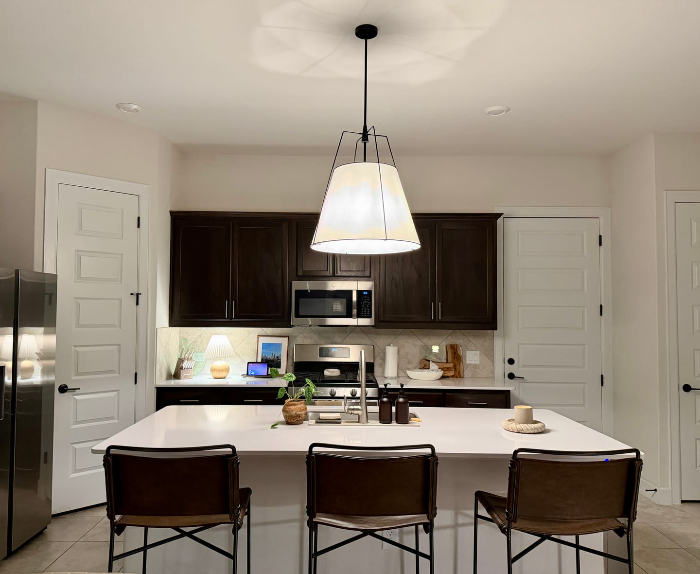 Customer photo review of Modern Fabric Conical Drum Cage Pendant Light