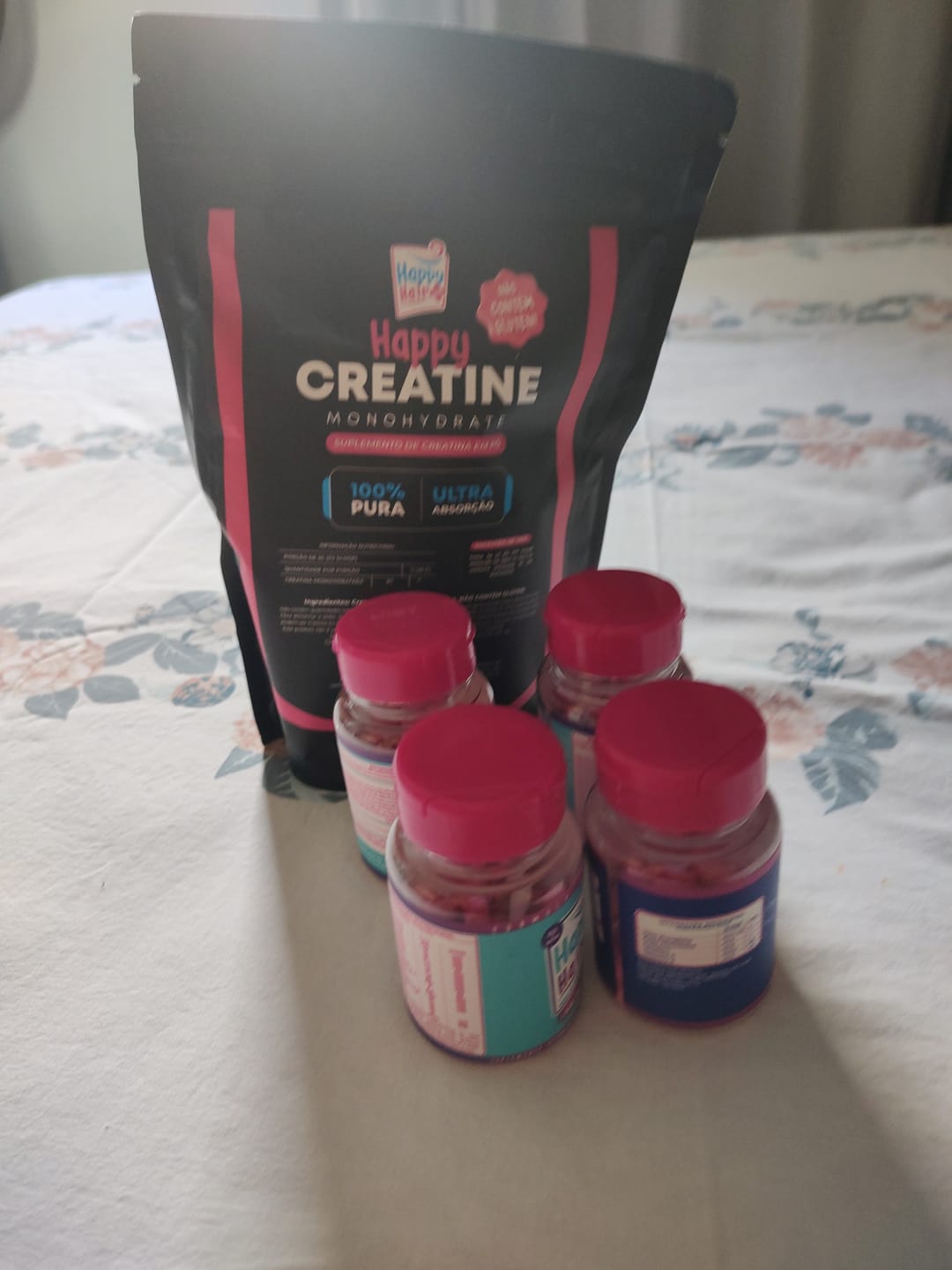 Customer photo review of Happy Hair 3 Potes + 1 Colágeno Grátis