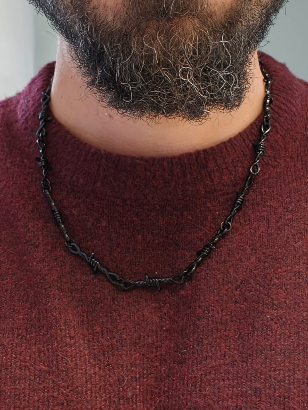 Customer photo review of Black Barb Wire Necklace