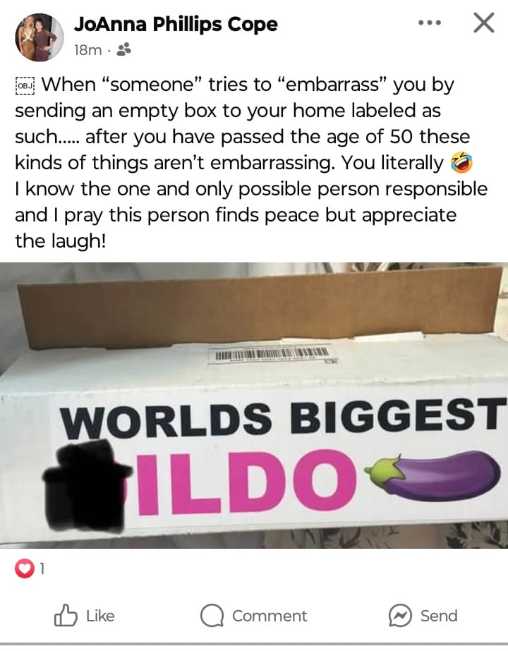 Customer photo review of Worlds Biggest Dildo Mail Prank Package Box Tube