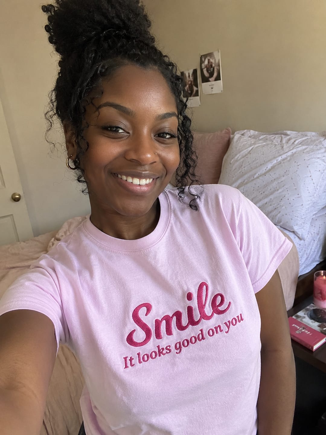 Customer photo review of Smile | Wear Your Smile Shirt (Light Pink)