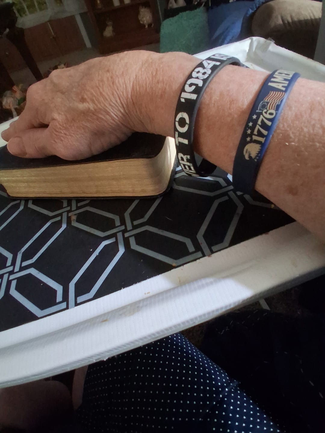 Customer photo review of The Answer to 1984 Wristband