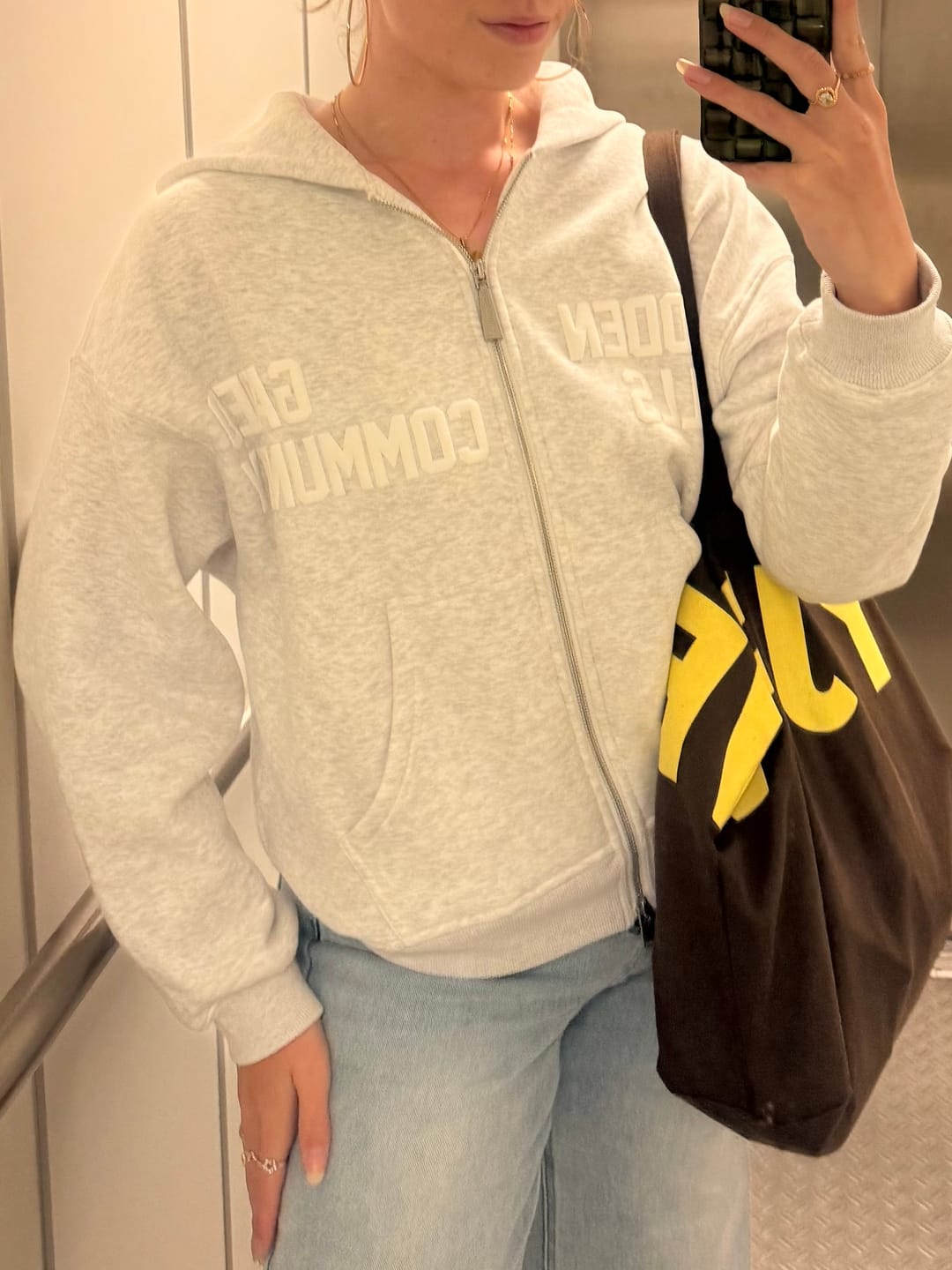 Customer photo review of GATED COMMUNITY ZIP HOODIE LIGHT GREY
