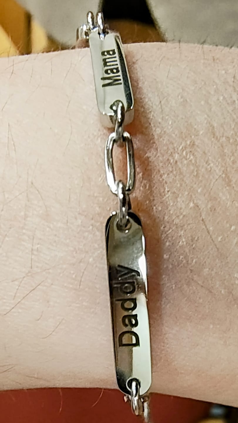 Customer photo review of Custom Mini Name Bar Bracelet