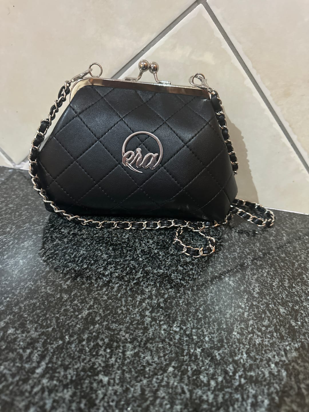 Customer photo review of ERA Mini Kisslock Chain Bag – Black