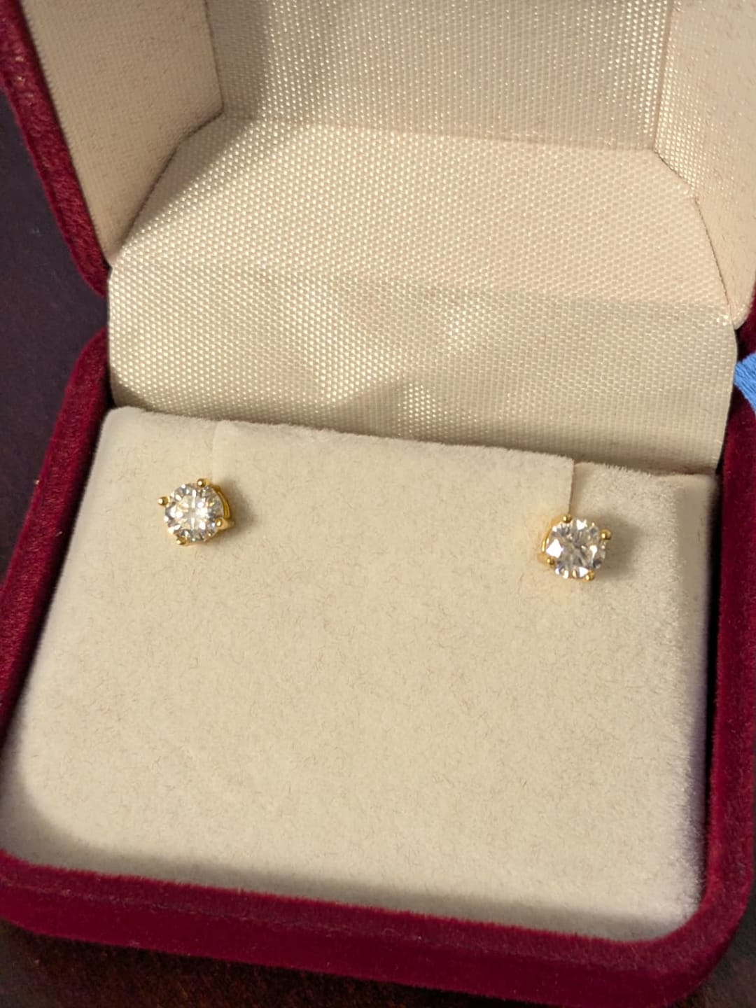 Customer photo review of Round Moissanite Stud Earrings