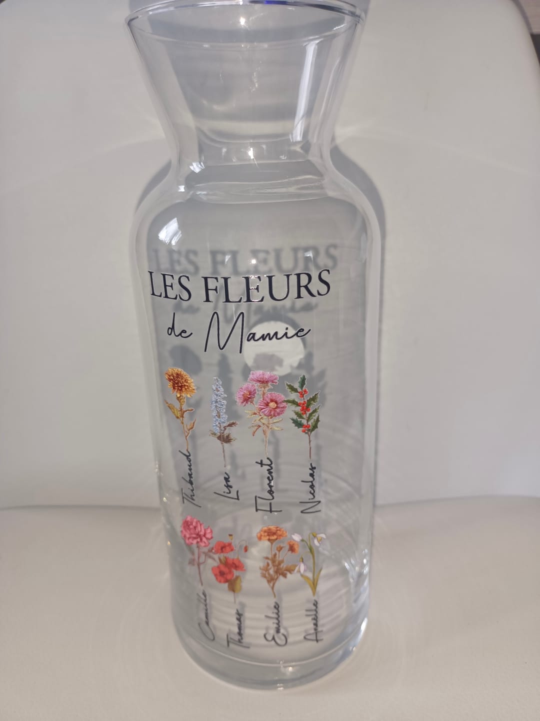 Customer photo review of Toujours en fleur – Vase personnalisé en verre avec fleurs et prénoms pour parents et grands-parents