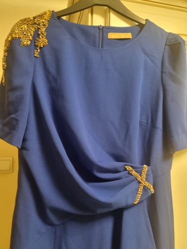 Customer photo review of Elegant Hand-Beaded Crystal Dress - Royal Blue & Burgundy
