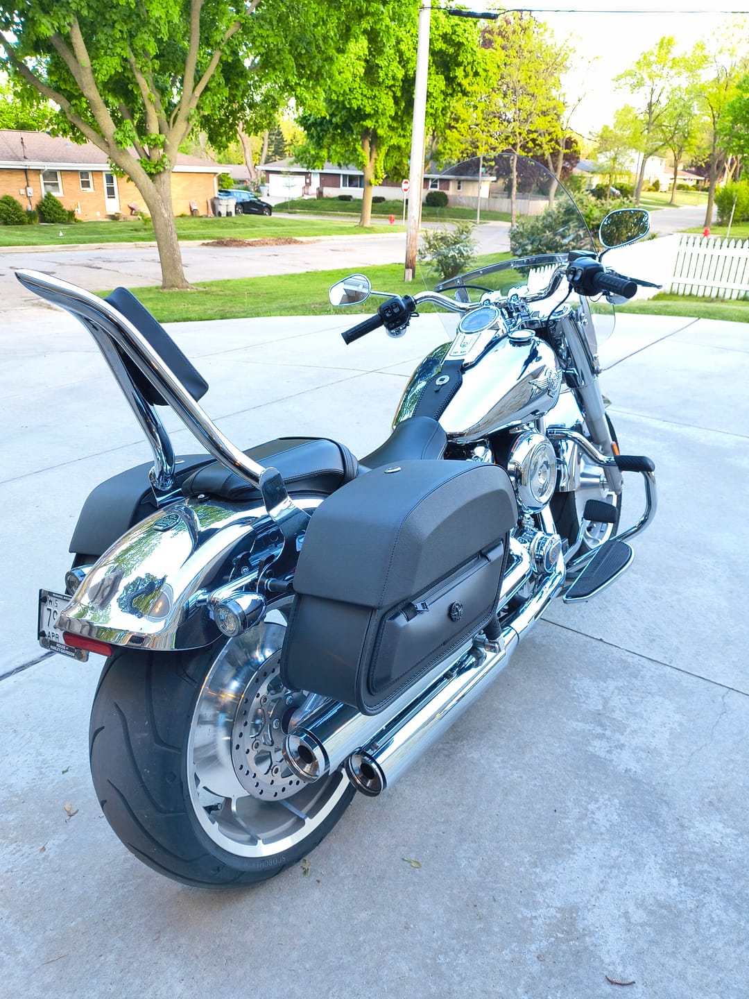 Customer photo review of 28L - Pantheon Medium Quick Mount Motorcycle Saddlebags For Harley Softail Fat Boy FLFB/S