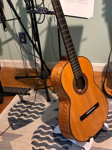 Customer photo review of BunnyNest A-Frame Guitar Stand – Collapsible, Lightweight, Portable, & Universal for Acoustic, Electric, and Bass Guitars