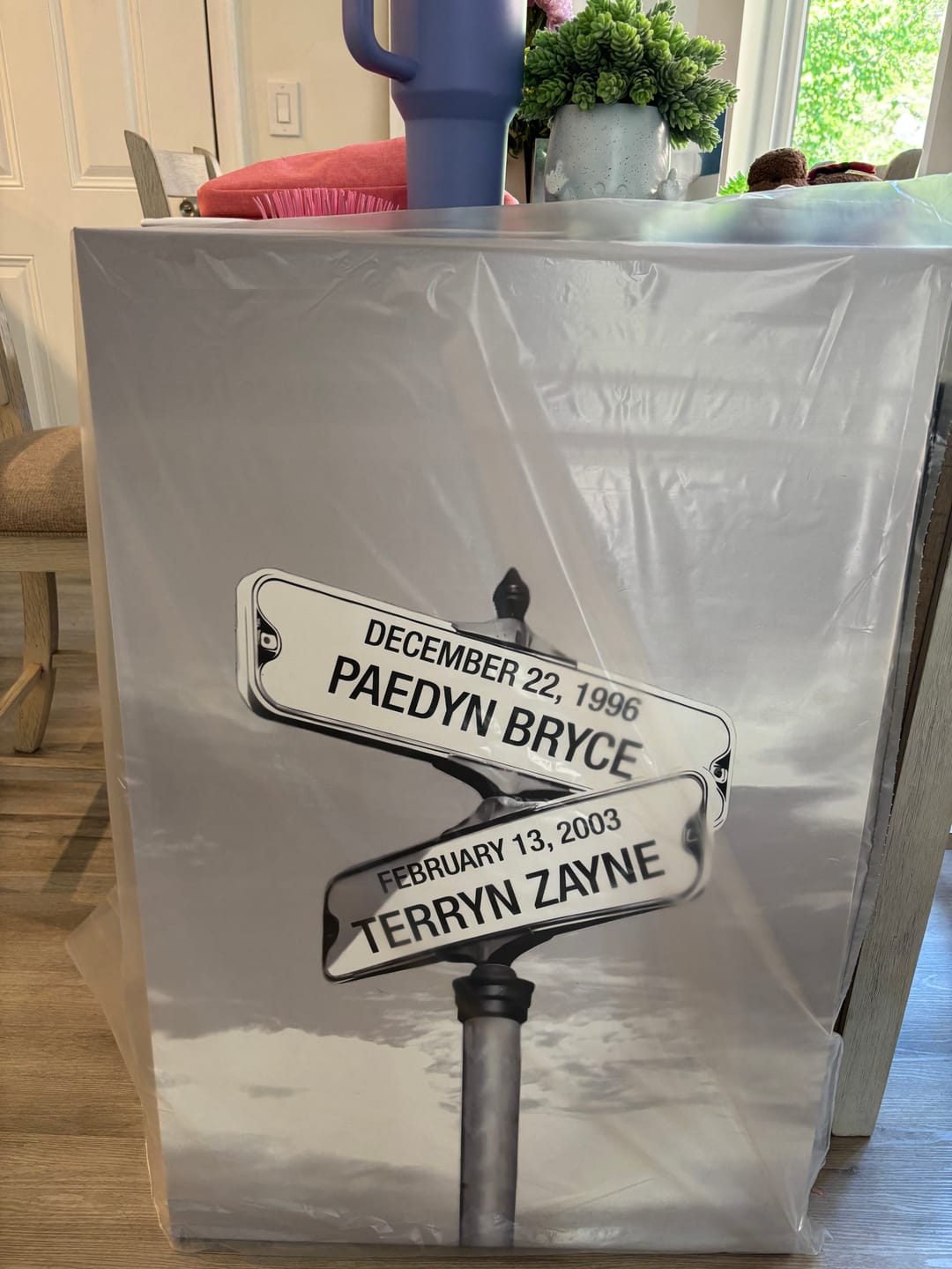 Customer photo review of My Street Sign Custom Children Names Personalized Canvas Print
