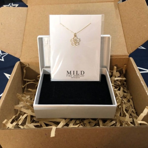 Customer photo review of Cherry Blossom Necklace | Gold Vermeil on Sterling Silver