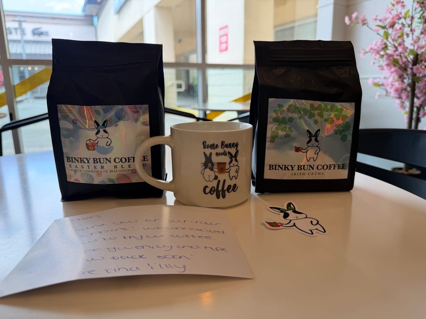 Customer photo review of Some Bunny Needs Coffee Mug