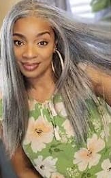 Customer photo review of Luvwin 5x5 Closure Kinky Straight Salt & Pepper Free Parting Glueless Wig