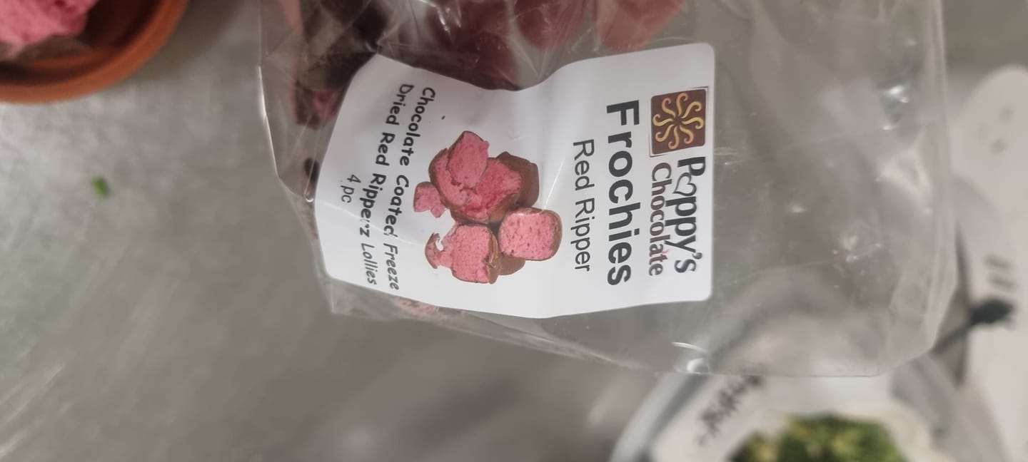 Customer photo review of Frochies Red Ripper chocolate coated freeze dried lollies