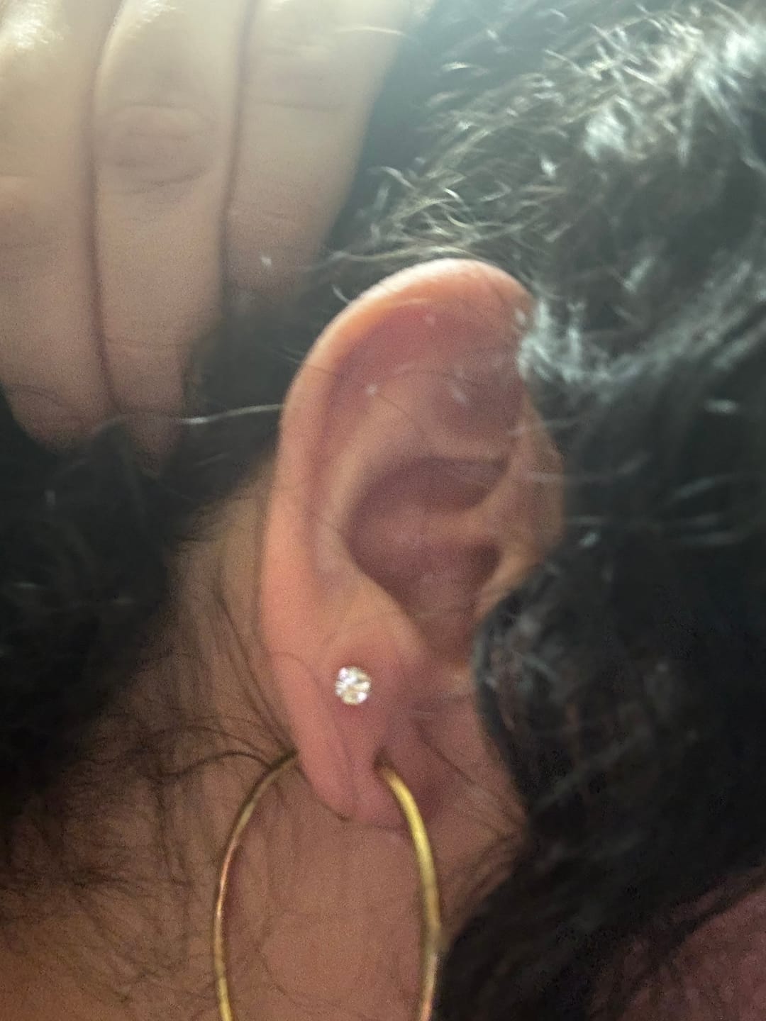 Customer photo review of Petite Faux Diamond Studs