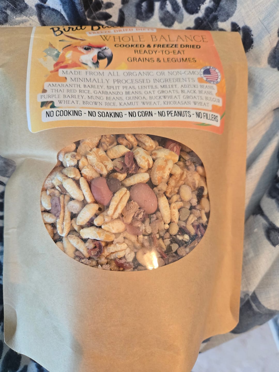 Customer photo review of Whole Balance by Bird Bites - Cooked & Freeze Dried Grains & Legumes