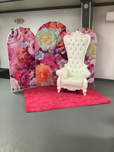 Customer photo review of Flowers Arch Backdrop Cover Pink Rose
