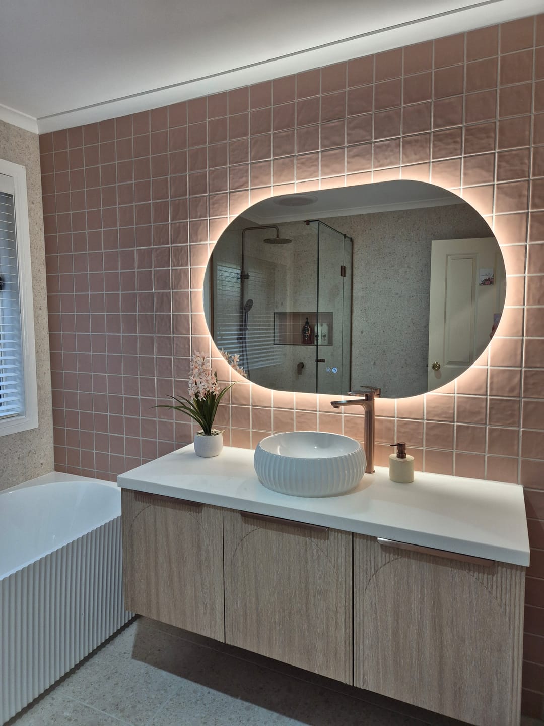 Customer photo review of Oval Back-Lit LED Bathroom Mirror | 800 x 1200