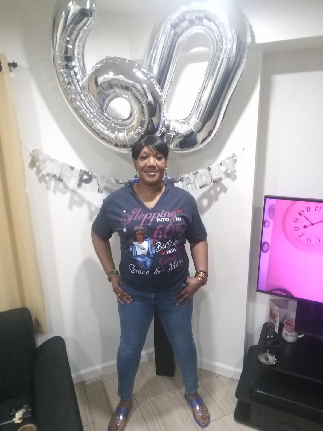 Customer photo review of 60th Birthday Purple Letters