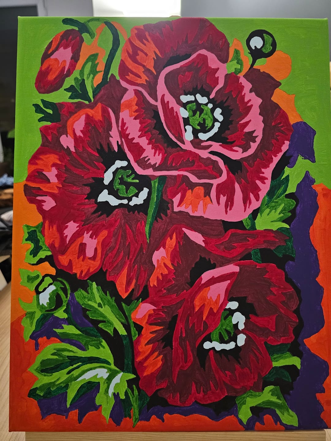 Customer photo review of Kırmızı Çiçekler Sayılarla Boyama Seti 35x45 cm